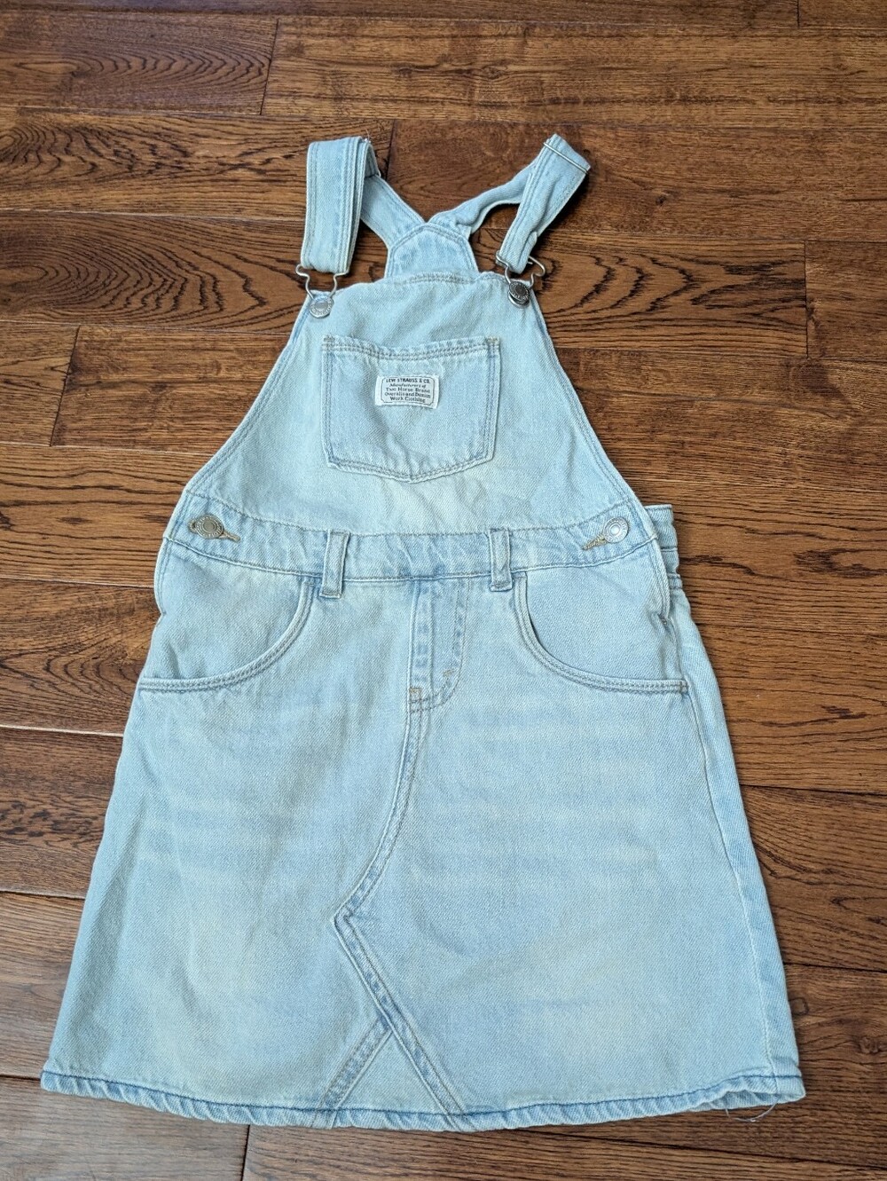 Levi's Lightwash Denim Overall Dress Jumper Skirtall Girl's Size 7 Adjustable
